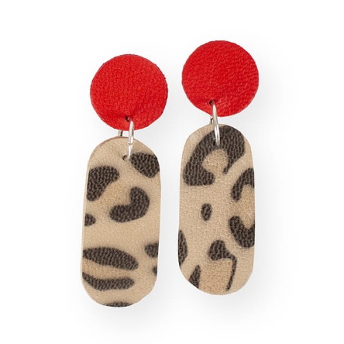 Kolczyki Skórzane BEŻOWA PANTERA