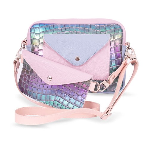 Torebka Double Bag Tęczowy Croco