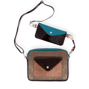 Torebka Double Bag - ćwieki, miedź i patyna